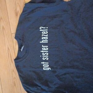 Gildan MENS SS Tee Shirt Navy Slogan "Got Sister Hazel? NWOT